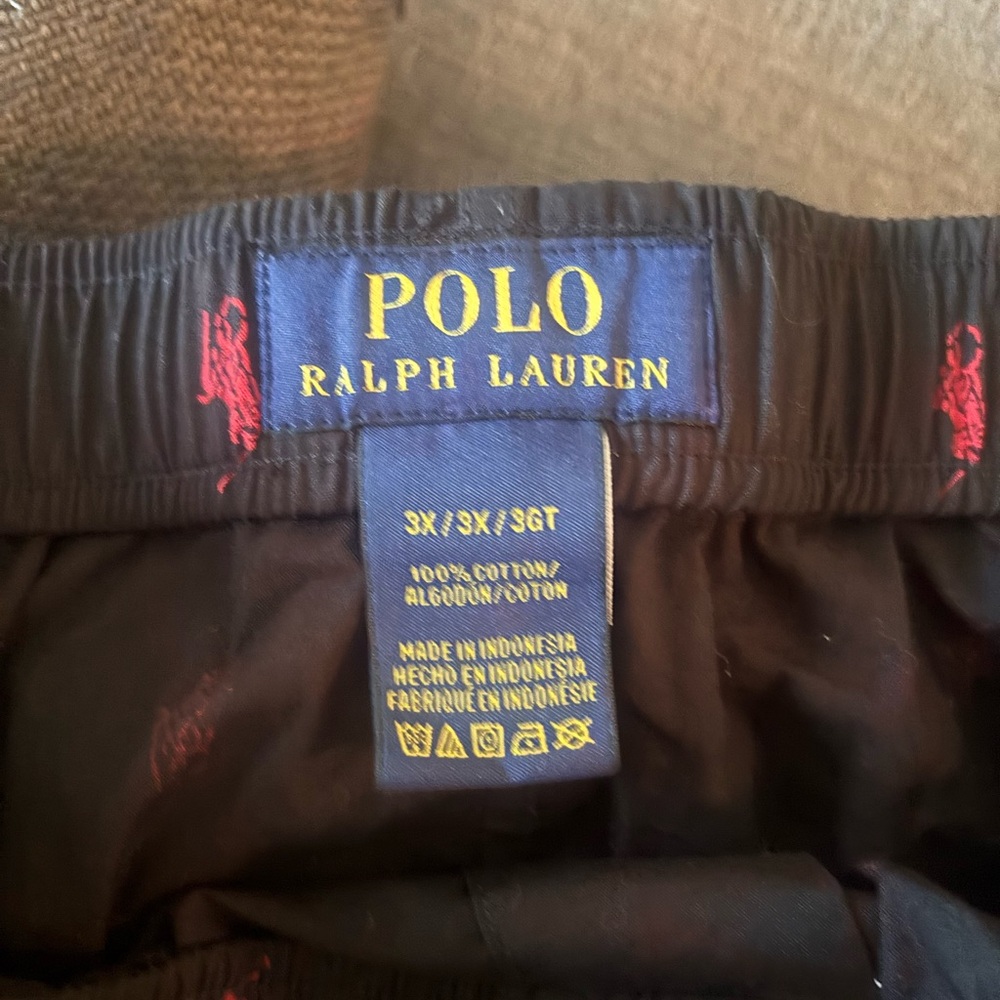 Polo by Ralph Lauren Black Cotton Shorts with Red Pony Logos